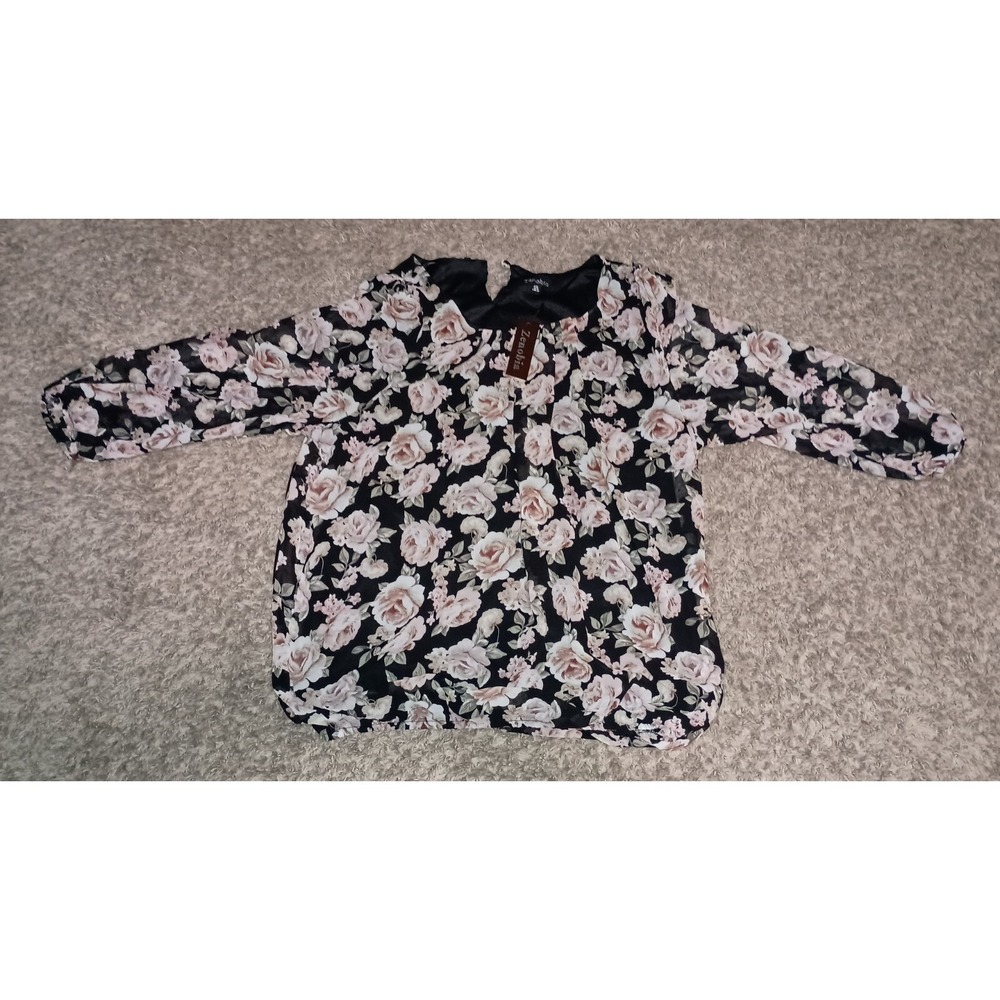 Women's Zenobia Tunic Blouse Top Size 3x Multi-color Floral Church Business...